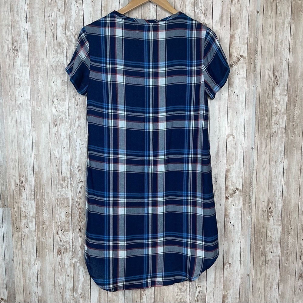 Cloth & Stone Plaid Short Sleeve V-Neck Dress Size XS Women - Picture 6 of 10